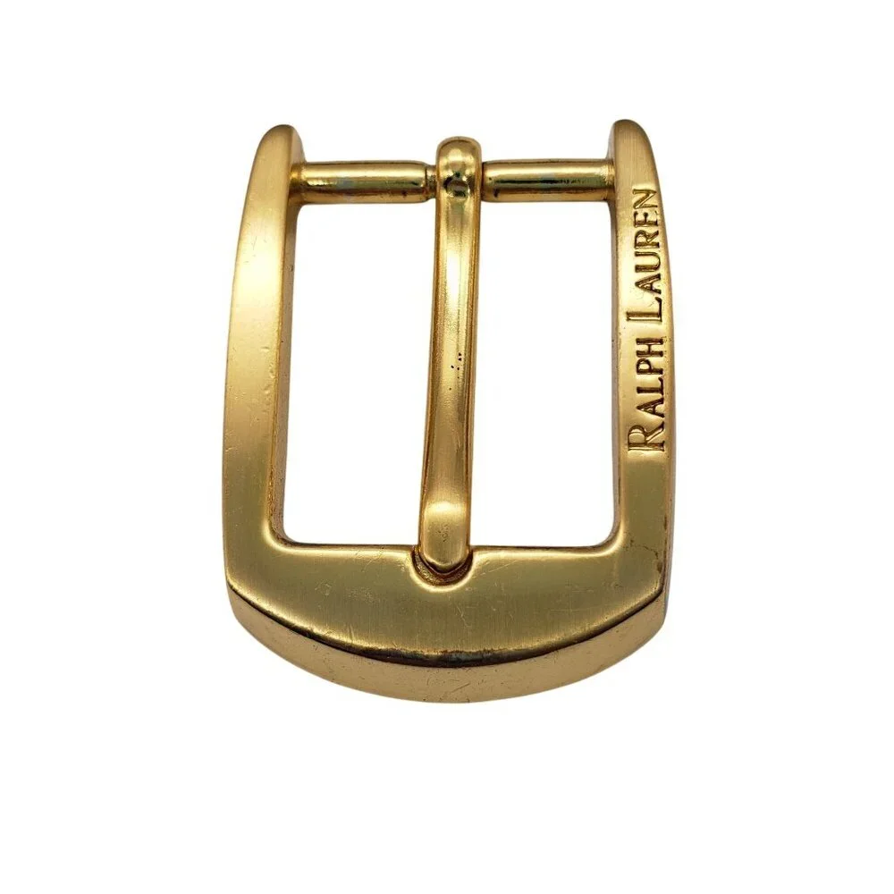 Vintage Ralph Lauren Logo Engraved Gold-Tone Belt Buckle Classic Preppy